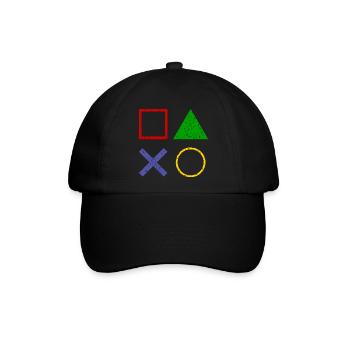 Gamepad Tasten Used Look - Baseballkappe - Schwarz/Schwarz - Vorne