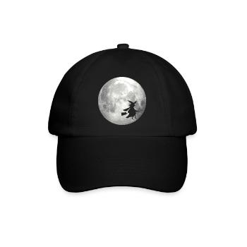 Vollmond mit Hexe - Baseballkappe - Schwarz/Schwarz - Vorne