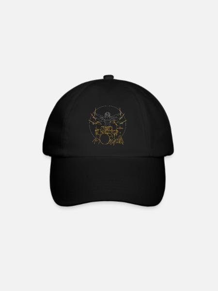 Schlagzeug Da Vinci - Drummer Rock Geschenk - Baseballkappe - Schwarz/Schwarz
