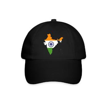 Indien Flagge Geschenkidee Landkarte - Baseballkappe - Schwarz/Schwarz - Vorne