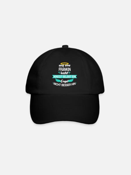 Franken Franke Fränkin Fränkisch Engel Spruch - Baseballkappe - Schwarz/Schwarz