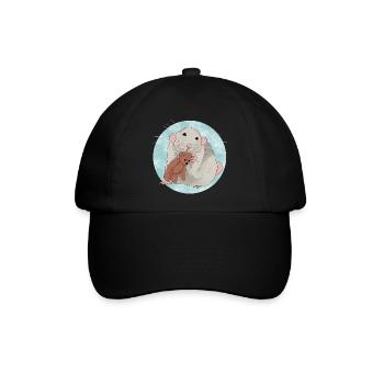 Nette Ratte mit Teddybär - Baseballkappe - Schwarz/Schwarz - Vorne