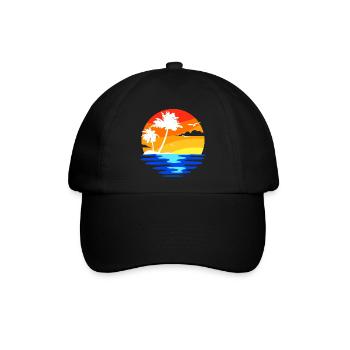 Palmen Karibik Insel Strandurlaub Meer Sommer - Baseballkappe - Schwarz/Schwarz - Vorne
