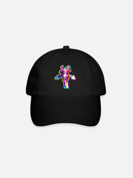 Regenbogen Giraffe Punk Giraffe Rainbow - Baseballkappe - Schwarz/Schwarz