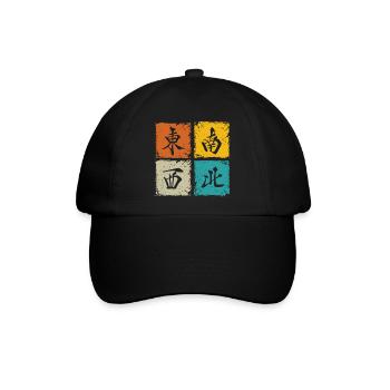 Vier Winde retro Quadrate cool Mahjong Geschenk - Baseballkappe - Schwarz/Schwarz - Vorne