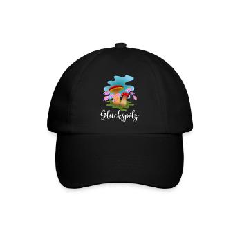 Glückspilz Design - Baseballkappe - Schwarz/Schwarz - Vorne