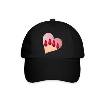 Maniküre mit Liebe - Herz mit roten Fingernägel - Baseballkappe - Schwarz/Schwarz - Vorne