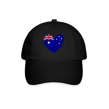 Australien Herz Flagge Fahne Wappen - Baseballkappe - Schwarz/Schwarz - Vorne