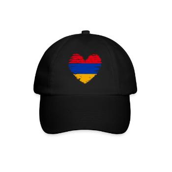 Armenien Herz Flagge Fahne Wappen - Baseballkappe - Schwarz/Schwarz - Vorne
