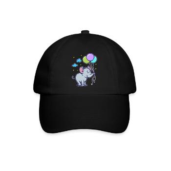Lustig Tier Cool Baby Elefant - Baseballkappe - Schwarz/Schwarz - Vorne