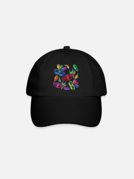 Kostüm Masken Karneval Fasching - Baseballkappe - Schwarz/Schwarz