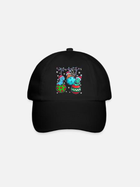 Ugly Xmas Dino Hässliche Weihnachten Schneeflocke - Baseballkappe - Schwarz/Schwarz