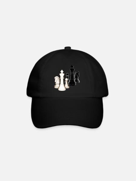 Schach, Schachfiguren, weiß, schwarz - Baseballkappe - Schwarz/Schwarz