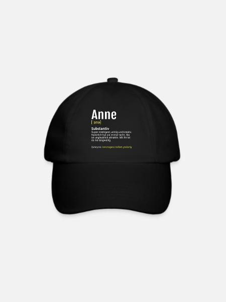 Anne Name Definition - Baseballkappe - Schwarz/Schwarz