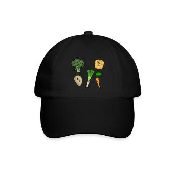 Glückliches Gemüse - Baseballkappe - Schwarz/Schwarz - Vorne