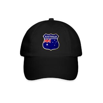Australien Wappen Flaggen Design - Baseballkappe - Schwarz/Schwarz - Vorne