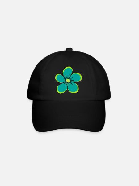 Blume grün, Blüte, floral, Blumenmotiv, blumig - Baseballkappe - Schwarz/Schwarz