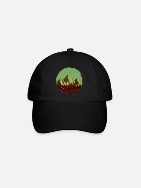 Berge Wald Symbol - Baseballkappe - Schwarz/Schwarz
