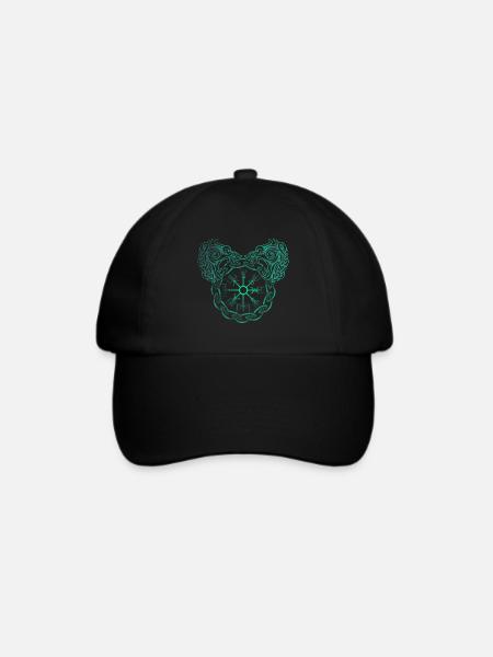 Nordisches Symbol Viking Fenrir und Vegvisir dotwork - Baseballkappe - Schwarz/Schwarz