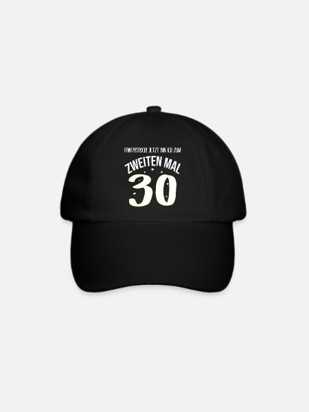 Geburtstag 60 Jahre Frau 2. mal 30 Geschenk - Baseballkappe - Schwarz/Schwarz