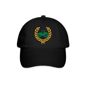 Traktor Lorbeerkranz Bauernhof - Baseballkappe - Schwarz/Schwarz - Vorne
