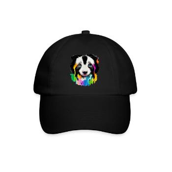 Langhaar-Collie Welpe in Farbe - Baseballkappe - Schwarz/Schwarz - Vorne