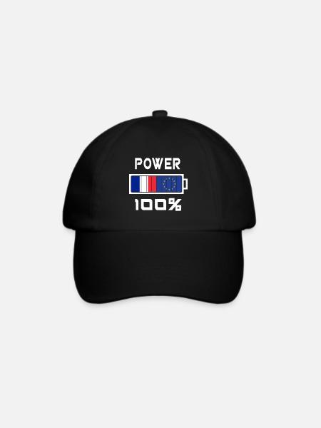 Europa und Frankreich Power 100% - Baseballkappe - Schwarz/Schwarz
