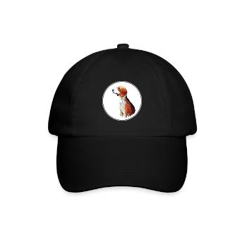 Deutsche Bracke Dog Aquarell Skizze Illustration - Baseballkappe - Schwarz/Schwarz - Vorne