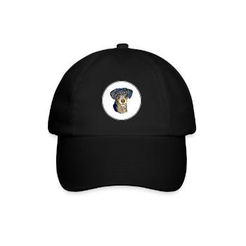 Eurohound Skandinavischer Hund Aquarell Illustration - Baseballkappe - Schwarz/Schwarz - Vorne