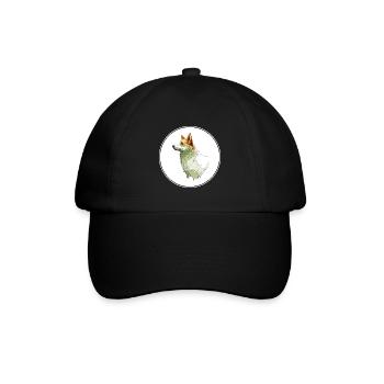 Norrbottenspets Hund Aquarell Skizze Illustration - Baseballkappe - Schwarz/Schwarz - Vorne