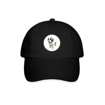 Moscow Watchdog Hund Aquarell Skizze Illustration - Baseballkappe - Schwarz/Schwarz - Vorne