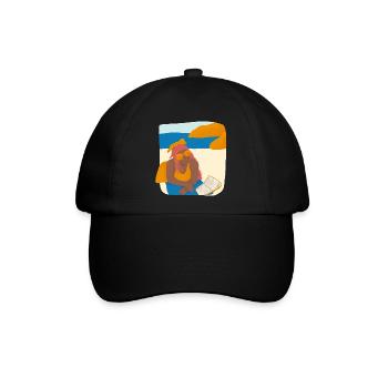 Zeit zum Entspannen. Frau am Strand mit einem Buch - Baseballkappe - Schwarz/Schwarz - Vorne