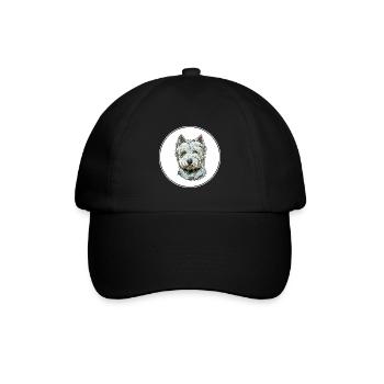 West Highland White Terrier Hund Illustration - Baseballkappe - Schwarz/Schwarz - Vorne