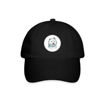 Xiasi Hund Aquarell Farbe Illustration - Baseballkappe - Schwarz/Schwarz - Vorne
