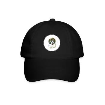 Karpaten-Schäferhund Welpe Hund Aquarell Illustrat - Baseballkappe - Schwarz/Schwarz - Vorne