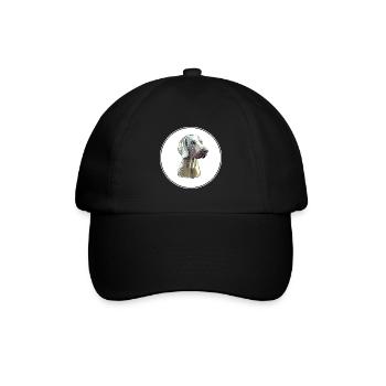 Weimaraner Hund Aquarell Illustration - Baseballkappe - Schwarz/Schwarz - Vorne