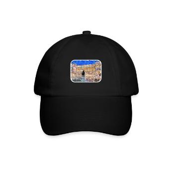 Rom Italien Aquarell Skizze Gemälde Illustration - Baseballkappe - Schwarz/Schwarz - Vorne