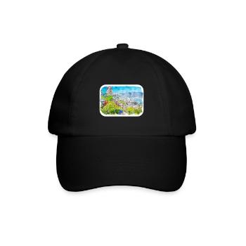 Quebec Kanada Aquarell Skizze gezeichnete Illustration - Baseballkappe - Schwarz/Schwarz - Vorne