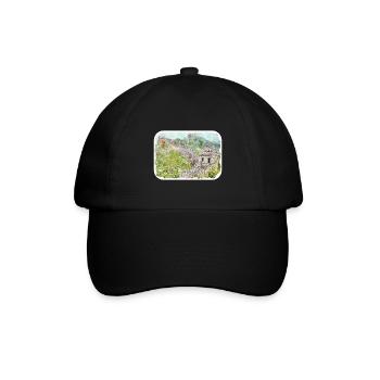Peking China Aquarell Skizze gezeichnete Zeichnung - Baseballkappe - Schwarz/Schwarz - Vorne