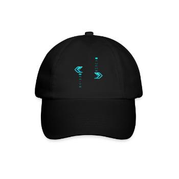Pfeil nach rechts und links im türkisfarbenen Neonstil - Baseballkappe - Schwarz/Schwarz - Vorne