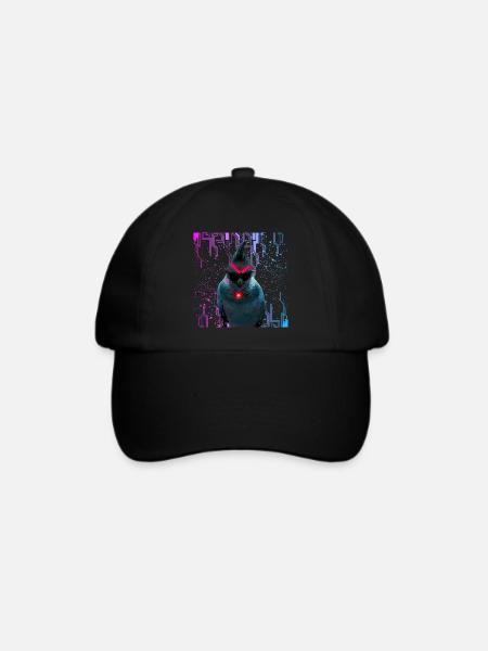 Cyber Nymphensittich Neon Bloom - Baseballkappe - Schwarz/Schwarz