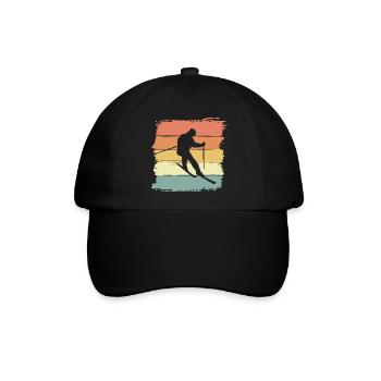 Ski fahren Retro Vintage ski geschenk retro - Baseballkappe - Schwarz/Schwarz - Vorne