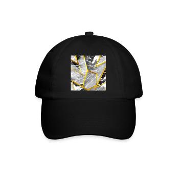Marmor Schwarz-Weiß Gold Textur - Baseballkappe - Schwarz/Schwarz - Vorne