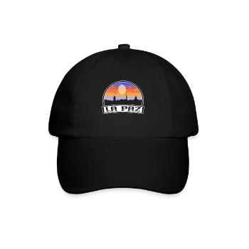 La Paz Bolivien Skyline Vintage Sonnenuntergang Reise Souve - Baseballkappe - Schwarz/Schwarz - Vorne