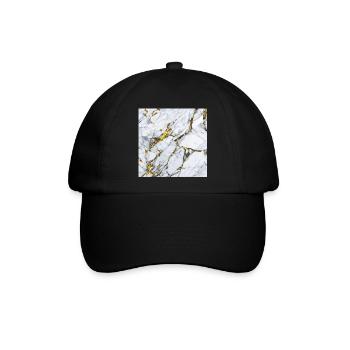 Marmor Weiß Gold Textur - Baseballkappe - Schwarz/Schwarz - Vorne