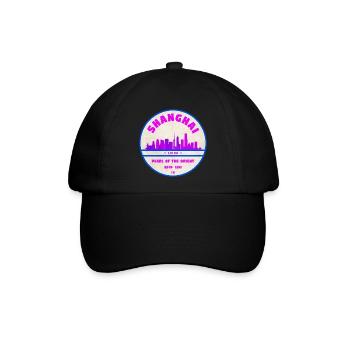 Shanghai China Skyline Badge - Baseballkappe - Schwarz/Schwarz - Vorne