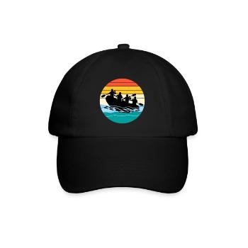 Vintage Retro Rafting Team Floß Wildwassersparren - Baseballkappe - Schwarz/Schwarz - Vorne