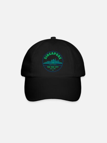Singapore Skyline Emblem - Baseballkappe - Schwarz/Schwarz