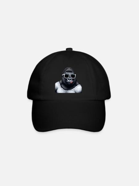 großer lustiger Gorilla mit cooler Sonnenbrille - Baseballkappe - Schwarz/Schwarz