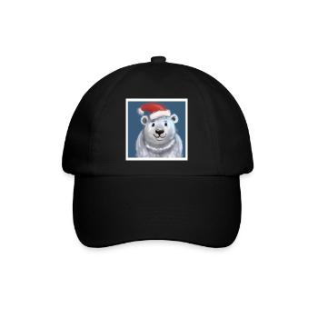süßer, kleiner Eisbär Weihnachten Santa Geschenk - Baseballkappe - Schwarz/Schwarz - Vorne